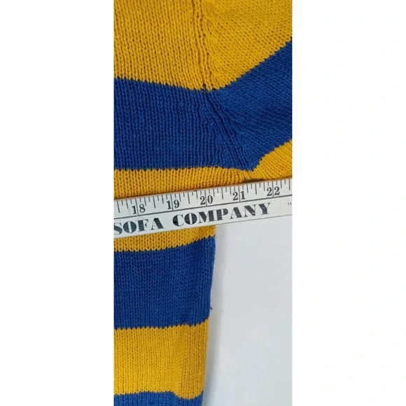 Oakton Ltd Striped Knit Sweater Blue Yellow Long Sleeve Crew Neck Women's Large - Picture 5 of 7